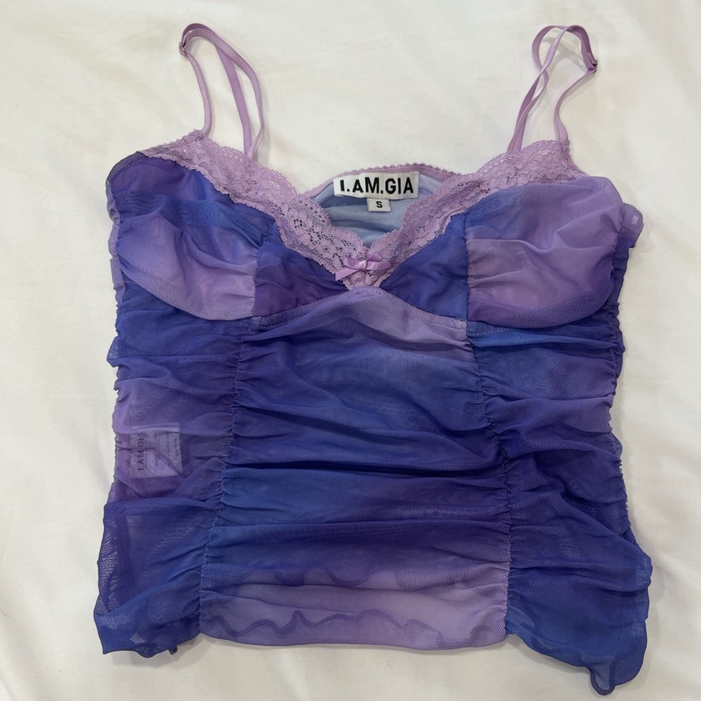 I.AM.GIA Purple Ruched Camisole Top